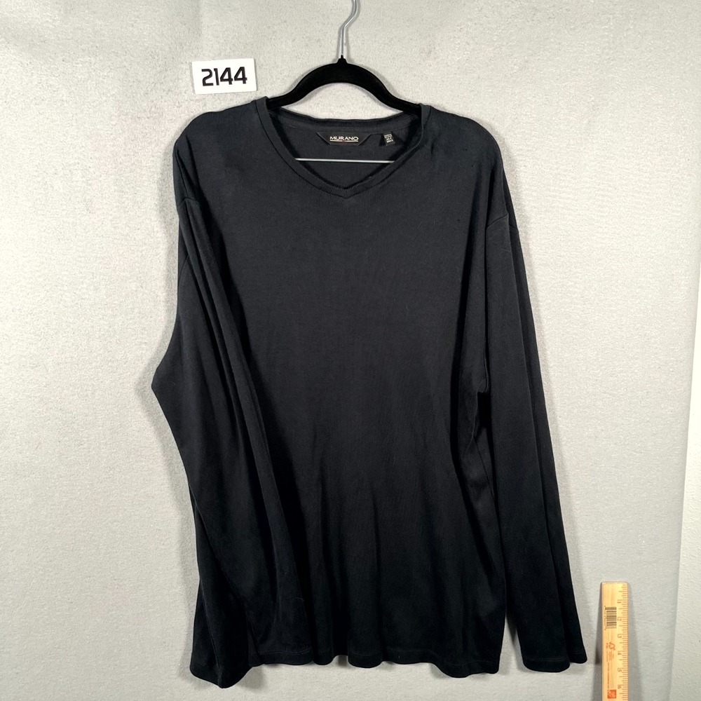 Murano‎ Top Mens XLT Black V Neck Long Sleeve Everyday Wear Ribbed Knit Pullover
